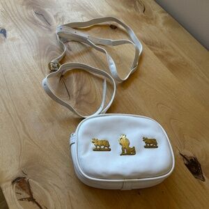 MANEL OF SWITZERLAND VINTAGE BAG WRISTLET CROSSBODY STRAPS GOLDTONE ANIMALS
